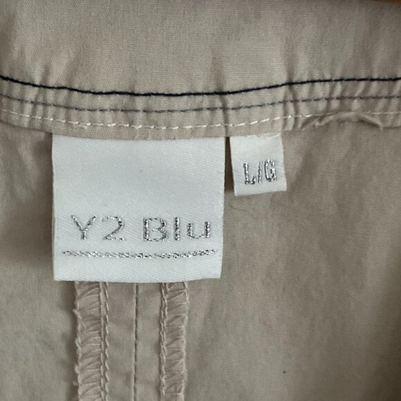 Y2 BLU VEST WOMEN'S TAILORED 97%COTTON BUTTONS POCKETS BEIGE COLOUR SZ L - Picture 5 of 5